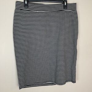 Toad & Co Skirt Black White Striped Pull On Knit Paseo Pencil Mini Size Large